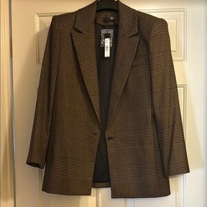 NWT Alice + Olivia Cassic Brown Plaid Houndstooth 
Women's Blazer